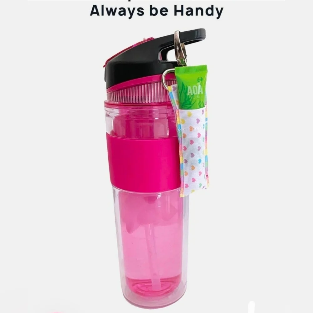 Lip Gloss/ Lip Balm Holder Keychain In Rainbow Print BNIB